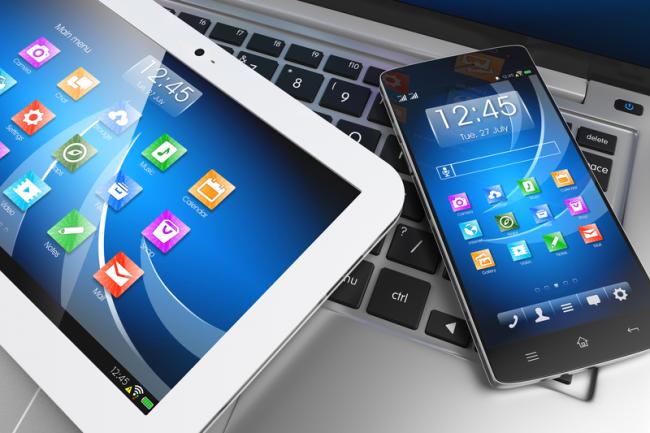 tablet, phone, keyboard